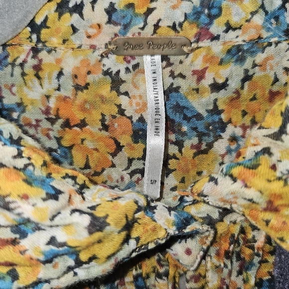 Free People Micro Floral Sleeveless Tunic Tank Boho SZ S/P - Picture 2 of 4